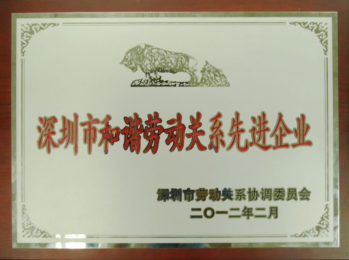 2012 深圳市和諧勞動關(guān)系先進企業(yè)